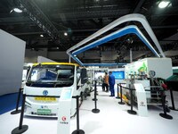 The audience visits the ''New Energy Pipeline Refueling Vehicle'' at the 2nd CATA Aviation Conference in Beijing, China, on October 26, 2024...