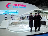 The audience visits the China Eastern Airlines booth at the 2nd CATA Aviation Conference in Beijing, China, on October 26, 2024. (