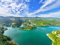 An aerial photo shows the scenery of Mingyue Lake in Chongqing, China, on October 25, 2024. (