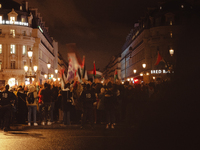 Pro-Palestinian protestors gather in Place de l'Opera in Paris, France, on October 25, 2024, in support of the population of Gaza. (