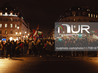 Pro-Palestinian protestors gather in Place de l'Opera in Paris, France, on October 25, 2024, in support of the population of Gaza. (