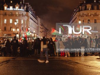 Pro-Palestinian protestors gather in Place de l'Opera in Paris, France, on October 25, 2024, in support of the population of Gaza. (