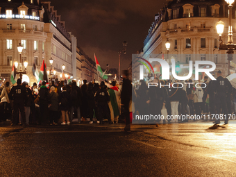 Pro-Palestinian protestors gather in Place de l'Opera in Paris, France, on October 25, 2024, in support of the population of Gaza. (