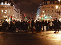 Pro-Palestinian protestors gather in Place de l'Opera in Paris, France, on October 25, 2024, in support of the population of Gaza. (