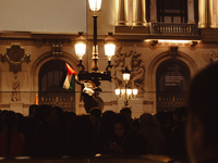 Pro-Palestinian protesters gather in Place de l'Opera in Paris, France, on October 25, 2024, as people show support for the population of Pa...