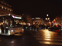 Pro-Palestinian protesters gather in Place de l'Opera in Paris, France, on October 25, 2024, as people show support for the population of Pa...