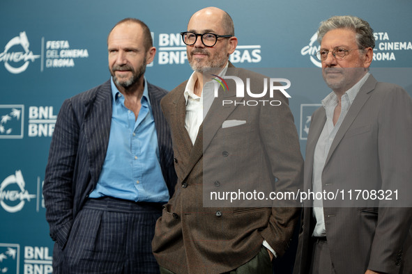 Ralph Fiennes, Edward Berger, and Sergio Castellitto attend the ''Conclave'' photocall during the 19th Rome Film Festival at Auditorium Parc...