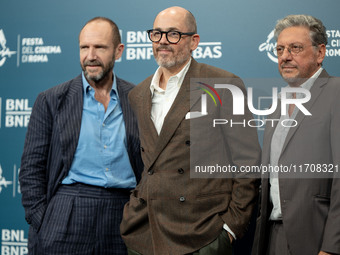 Ralph Fiennes, Edward Berger, and Sergio Castellitto attend the ''Conclave'' photocall during the 19th Rome Film Festival at Auditorium Parc...