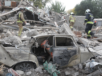 A car is damaged by an overnight Russian attack in the Novokadatskyi district of Dnipro, Ukraine, on October 25, 2024. NO USE RUSSIA. NO USE...