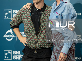 Maccio Capatonda and Ema Stokholma attend the ''Vita Da Carlo - Terza Stagione'' photocall during the 19th Rome Film Festival at Auditorium...