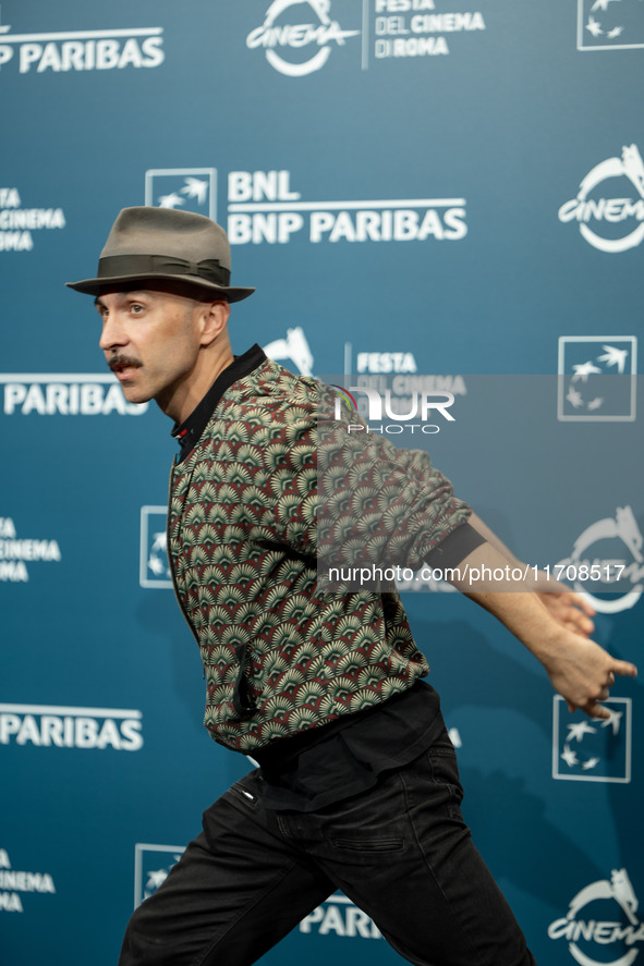 Maccio Capatonda attends the ''Vita Da Carlo - Terza Stagione'' photocall during the 19th Rome Film Festival at Auditorium Parco Della Music...