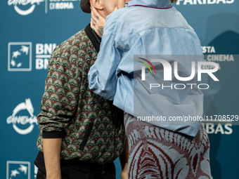 Maccio Capatonda and Ema Stokholma attend the ''Vita Da Carlo - Terza Stagione'' photocall during the 19th Rome Film Festival at Auditorium...