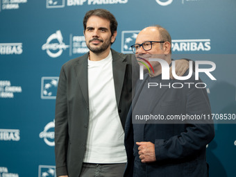 Valerio Vestoso and Carlo Verdone attend the ''Vita Da Carlo - Terza Stagione'' photocall during the 19th Rome Film Festival at Auditorium P...