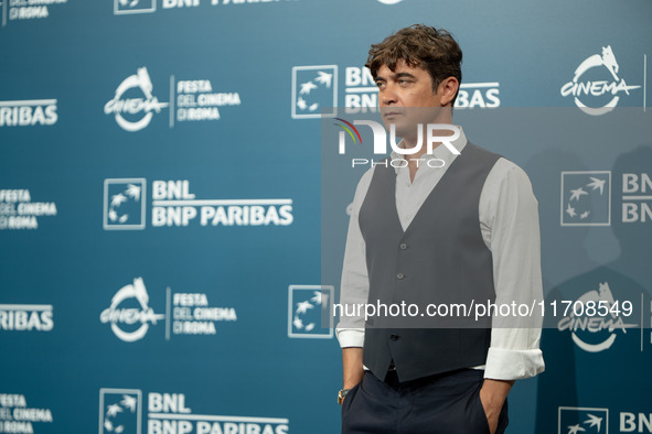 Riccardo Scamarcio attends the ''Modi - Three Days On The Wing Of Madness'' photocall during the 19th Rome Film Festival at Auditorium Parco...