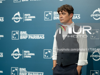 Riccardo Scamarcio attends the ''Modi - Three Days On The Wing Of Madness'' photocall during the 19th Rome Film Festival at Auditorium Parco...