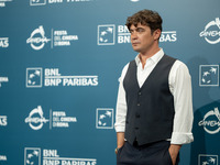 Riccardo Scamarcio attends the ''Modi - Three Days On The Wing Of Madness'' photocall during the 19th Rome Film Festival at Auditorium Parco...