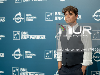 Riccardo Scamarcio attends the ''Modi - Three Days On The Wing Of Madness'' photocall during the 19th Rome Film Festival at Auditorium Parco...