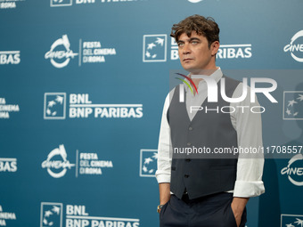 Riccardo Scamarcio attends the ''Modi - Three Days On The Wing Of Madness'' photocall during the 19th Rome Film Festival at Auditorium Parco...