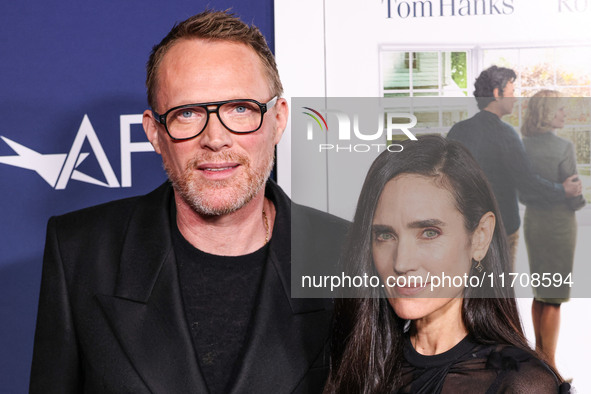 Paul Bettany and wife Jennifer Connelly arrive at the 2024 AFI Fest - World Premiere Screening Of Sony Pictures' 'Here' held at the TCL Chin...