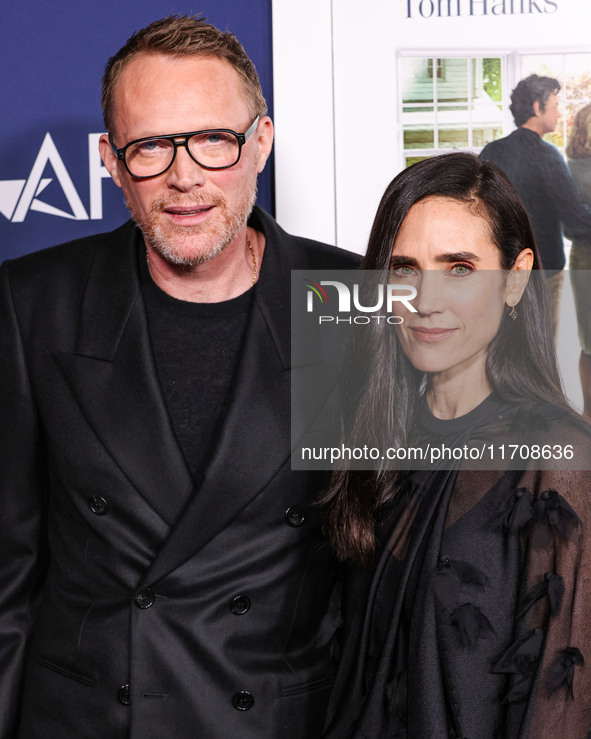 Paul Bettany and wife Jennifer Connelly arrive at the 2024 AFI Fest - World Premiere Screening Of Sony Pictures' 'Here' held at the TCL Chin...