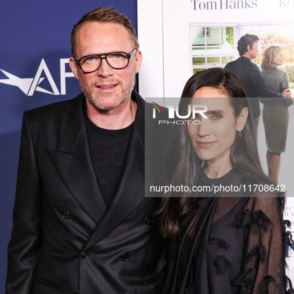 Paul Bettany and wife Jennifer Connelly arrive at the 2024 AFI Fest - World Premiere Screening Of Sony Pictures' 'Here' held at the TCL Chin...