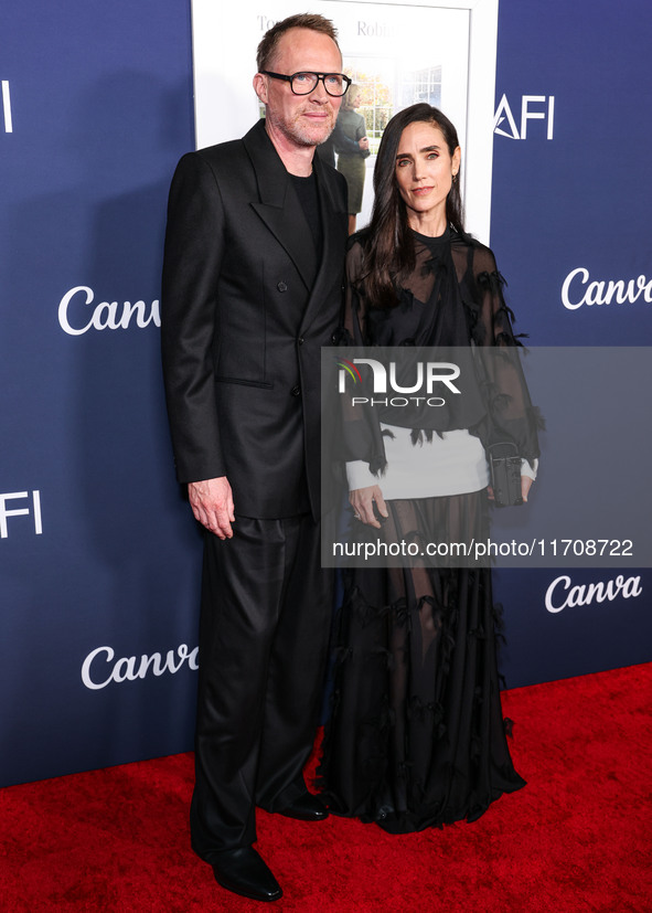 Paul Bettany and wife Jennifer Connelly arrive at the 2024 AFI Fest - World Premiere Screening Of Sony Pictures' 'Here' held at the TCL Chin...