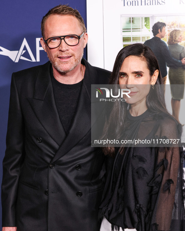 Paul Bettany and wife Jennifer Connelly arrive at the 2024 AFI Fest - World Premiere Screening Of Sony Pictures' 'Here' held at the TCL Chin...