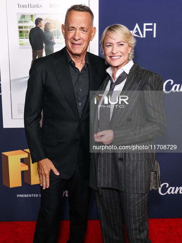 Tom Hanks and Robin Wright arrive at the 2024 AFI Fest - World Premiere Screening Of Sony Pictures' 'Here' held at the TCL Chinese Theatre I...