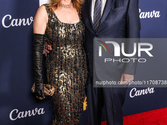 Leslie Zemeckis and husband Robert Zemeckis arrive at the 2024 AFI Fest - World Premiere Screening Of Sony Pictures' 'Here' held at the TCL...