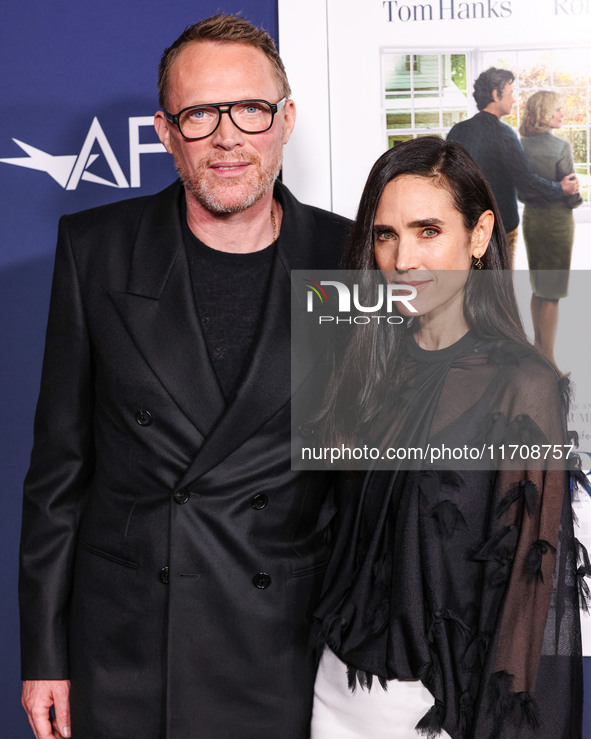 Paul Bettany and wife Jennifer Connelly arrive at the 2024 AFI Fest - World Premiere Screening Of Sony Pictures' 'Here' held at the TCL Chin...