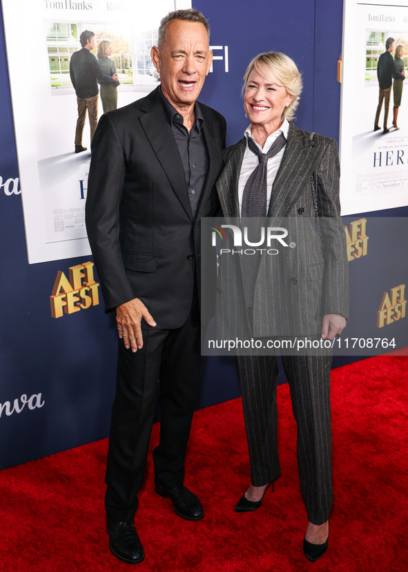 Tom Hanks and Robin Wright arrive at the 2024 AFI Fest - World Premiere Screening Of Sony Pictures' 'Here' held at the TCL Chinese Theatre I...