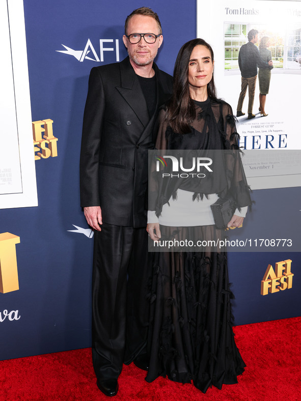 Paul Bettany and wife Jennifer Connelly arrive at the 2024 AFI Fest - World Premiere Screening Of Sony Pictures' 'Here' held at the TCL Chin...