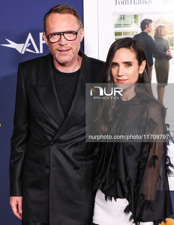 Paul Bettany and wife Jennifer Connelly arrive at the 2024 AFI Fest - World Premiere Screening Of Sony Pictures' 'Here' held at the TCL Chin...