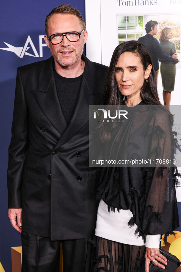 Paul Bettany and wife Jennifer Connelly arrive at the 2024 AFI Fest - World Premiere Screening Of Sony Pictures' 'Here' held at the TCL Chin...