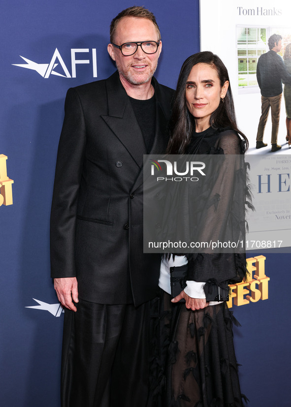 Paul Bettany and wife Jennifer Connelly arrive at the 2024 AFI Fest - World Premiere Screening Of Sony Pictures' 'Here' held at the TCL Chin...