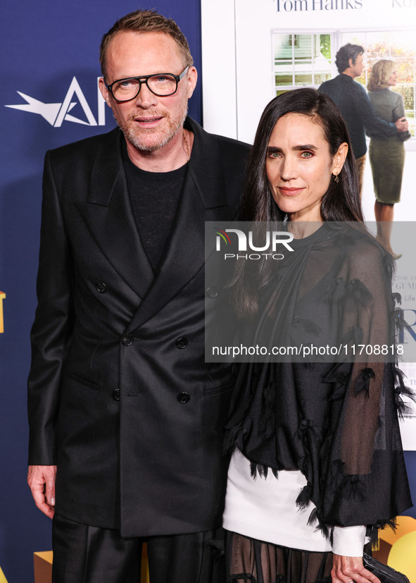 Paul Bettany and wife Jennifer Connelly arrive at the 2024 AFI Fest - World Premiere Screening Of Sony Pictures' 'Here' held at the TCL Chin...