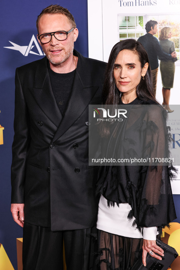 Paul Bettany and wife Jennifer Connelly arrive at the 2024 AFI Fest - World Premiere Screening Of Sony Pictures' 'Here' held at the TCL Chin...