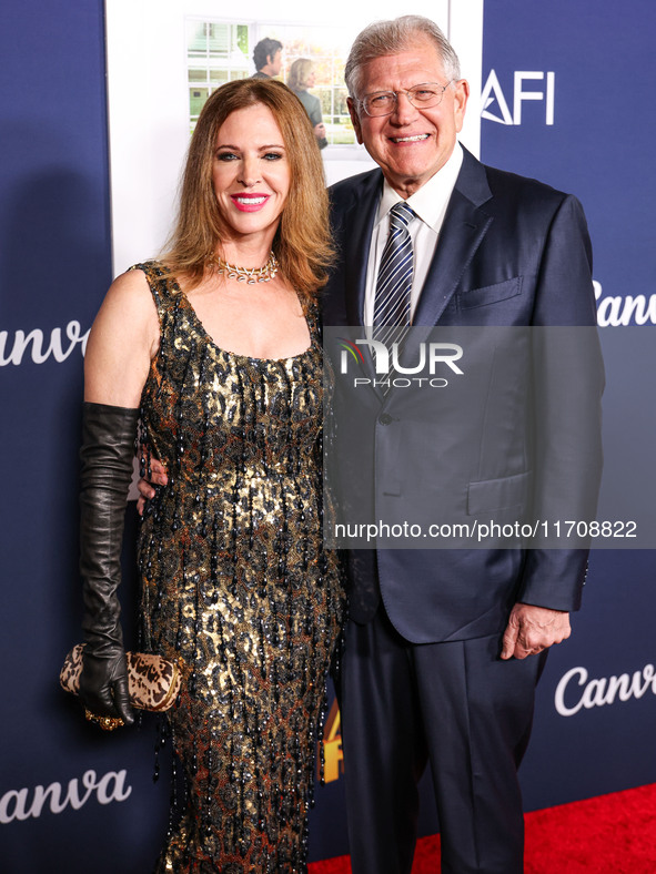 Leslie Zemeckis and husband Robert Zemeckis arrive at the 2024 AFI Fest - World Premiere Screening Of Sony Pictures' 'Here' held at the TCL...