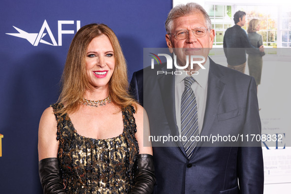 Leslie Zemeckis and husband Robert Zemeckis arrive at the 2024 AFI Fest - World Premiere Screening Of Sony Pictures' 'Here' held at the TCL...