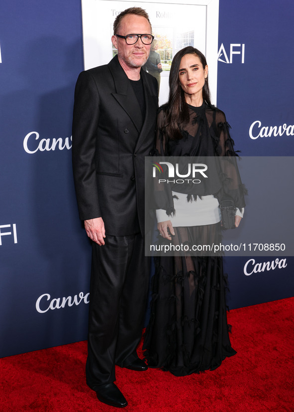 Paul Bettany and wife Jennifer Connelly arrive at the 2024 AFI Fest - World Premiere Screening Of Sony Pictures' 'Here' held at the TCL Chin...