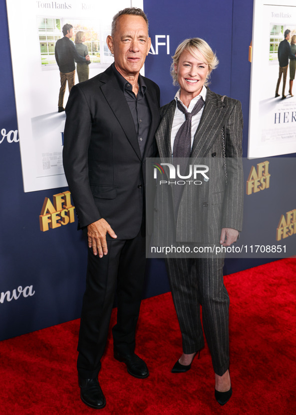 Tom Hanks and Robin Wright arrive at the 2024 AFI Fest - World Premiere Screening Of Sony Pictures' 'Here' held at the TCL Chinese Theatre I...