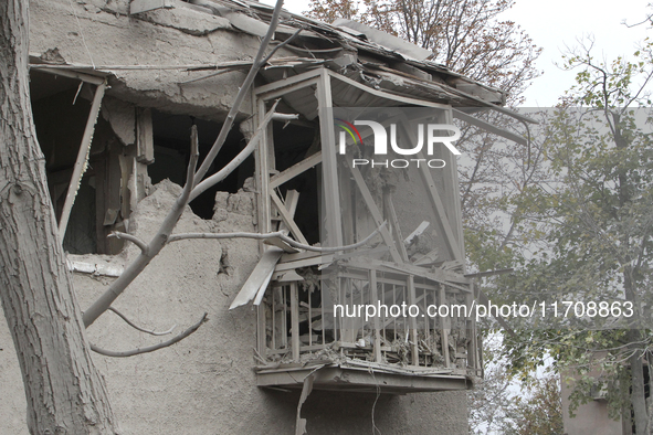 A building is destroyed by an overnight Russian attack in the Novokadatskyi district of Dnipro, Ukraine, on October 26, 2024. NO USE RUSSIA....