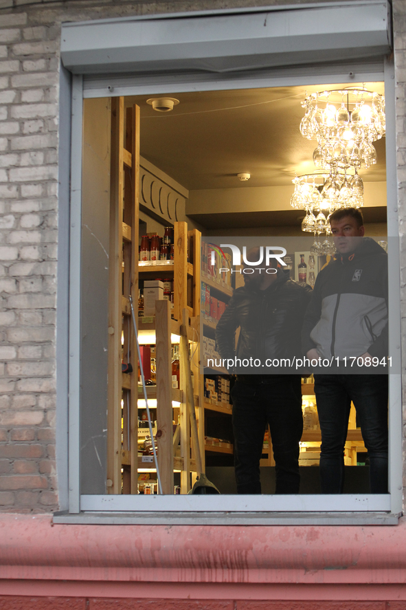 A shop window knocked out by a Russian strike on the city center is seen in Dnipro, Ukraine, on October 26, 2024. NO USE RUSSIA. NO USE BELA...