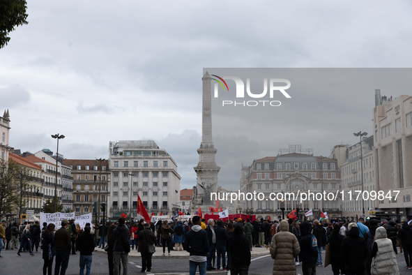 Odair Moniz participates in a demonstration for a fair life in Lisbon, Portugal, on October 26, 2024. 