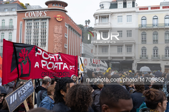 Odair Moniz participates in a demonstration for a fair life in Lisbon, Portugal, on October 26, 2024. 