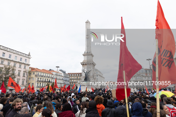 Odair Moniz participates in a demonstration for a fair life in Lisbon, Portugal, on October 26, 2024. 