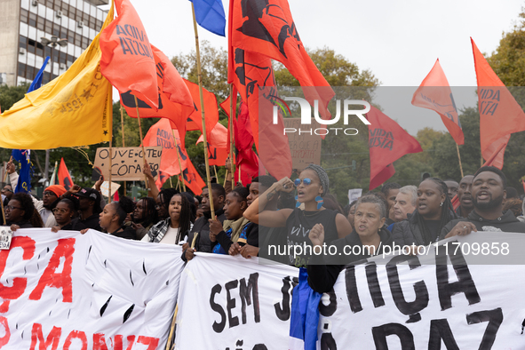 Odair Moniz participates in a demonstration for a fair life in Lisbon, Portugal, on October 26, 2024. 