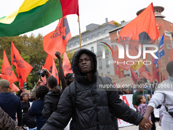 Odair Moniz participates in a demonstration for a fair life in Lisbon, Portugal, on October 26, 2024. (