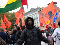 Odair Moniz participates in a demonstration for a fair life in Lisbon, Portugal, on October 26, 2024. (