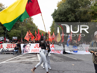 Odair Moniz participates in a demonstration for a fair life in Lisbon, Portugal, on October 26, 2024. (